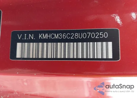 2008 Hyundai Accent Gs from USA, damaged, VIN KMHCM36C28U070250